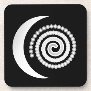 Silver Moon Spiral op zwart Drankjes Onderzetter