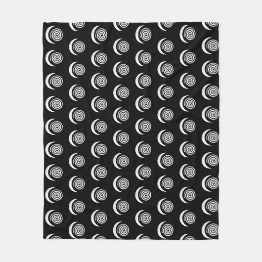 Silver Moon Spiral op zwart Fleece Deken (Voorkant)