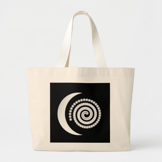 Silver Moon Spiral op zwart Grote Tote Bag (Voorkant)