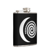 Silver Moon Spiral op zwart Heupfles (Rechts)