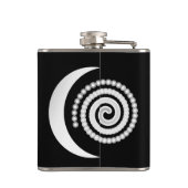Silver Moon Spiral op zwart Heupfles (Achterkant)