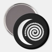 Silver Moon Spiral op zwart Magneet (Voorkant / Achterkant)