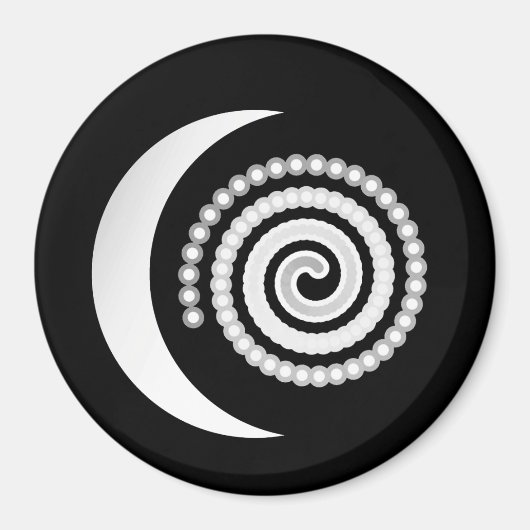 Silver Moon Spiral op zwart Magneet (Voorkant)