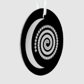 Silver Moon Spiral op zwart Ornament (voorkant)