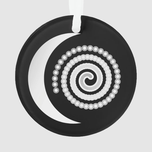 Silver Moon Spiral op zwart Ornament (achterkant)