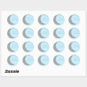 Silver Moon & Stars Baby shower Blauw Favor Ronde Sticker (Vel)