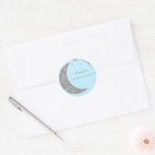 Silver Moon & Stars Baby shower Blauw Favor Ronde Sticker (Envelop)