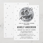 Silver Moon & Stars Baby shower Kaart (Voorkant / Achterkant)