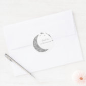 Silver Moon & Stars Baby shower Wit Favor Ronde Sticker (Envelop)