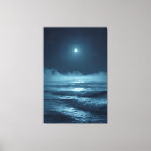 Silver Moonrise – Cinematic Ocean Under the Stars Canvas Afdruk (Voorkant)
