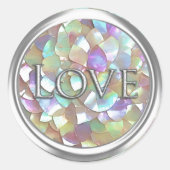 Silver Mother of Pearl Envelope Seal Love Ronde Sticker (Voorkant)