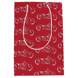 Silver-motorsilhouet voor een motorfiets medium cadeauzakje