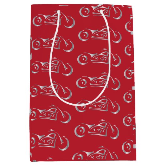 Silver-motorsilhouet voor een motorfiets medium cadeauzakje (Voorkant)