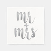 Silver Mr. & Mrs. Cocktail servetten, folie letter Servetten (Voorkant)