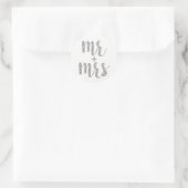 Silver Mr & Mrs stickers, glitter, rond Ronde Sticker (Tas)