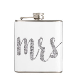 Silver Mrs. flask, glitter font Heupfles