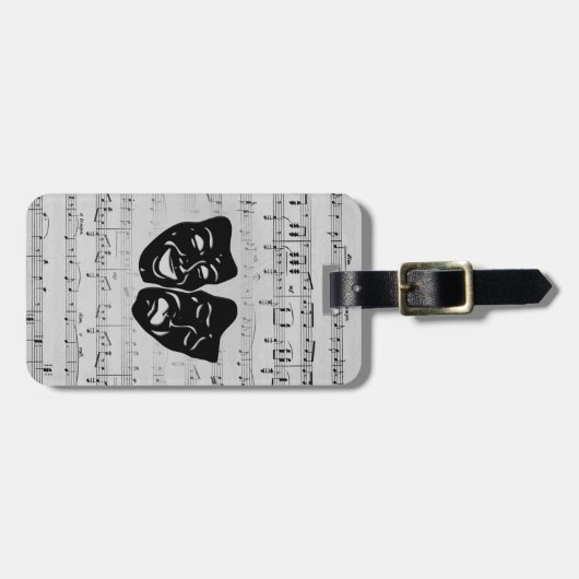 Silver Music- en Theater-maskers Bagagelabel (Voorkant horizontaal)