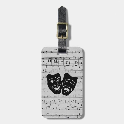 Silver Music- en Theater-maskers Bagagelabel (Voorkant verticaal)