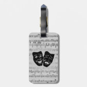 Silver Music- en Theater-maskers Bagagelabel (Achterkant verticaal)