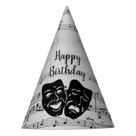 Silver Music- en Theater-maskers Birthday Feesthoedjes