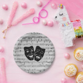 Silver Music- en Theater-maskers Papieren Bordje (Feest)