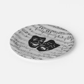 Silver Music- en Theater-maskers Papieren Bordje (Gekanteld)