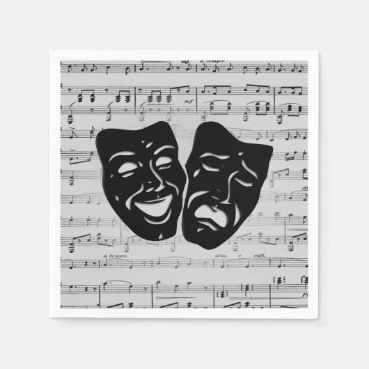 Silver Music- en Theater-maskers Servet (Voorkant)