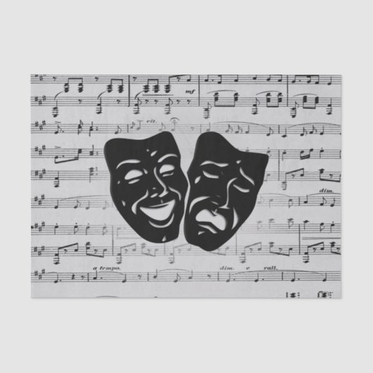 Silver Music- en Theater-maskers Tissuepapier (Voorkant)
