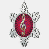 Silver Music Treble Clef Snowflake Ornament (Rechts)