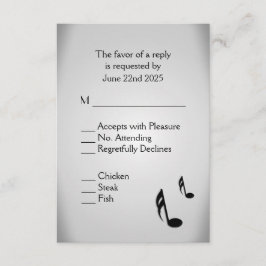 Silver Music Wedding Menu Choice RSVP