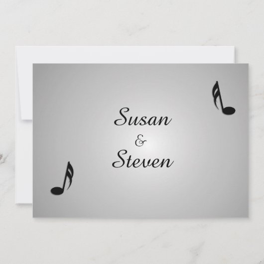 Silver Music Wedding Theme Uitnodiging (Achterkant)