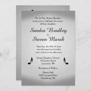 Silver Music Wedding Theme Uitnodiging