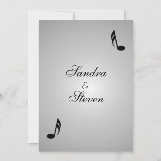 Silver Music Wedding Theme Uitnodiging (Achterkant)