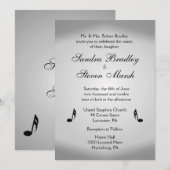 Silver Music Wedding Theme Uitnodiging (Voorkant / Achterkant)