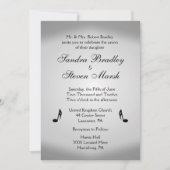 Silver Music Wedding Theme Uitnodiging (Voorkant)