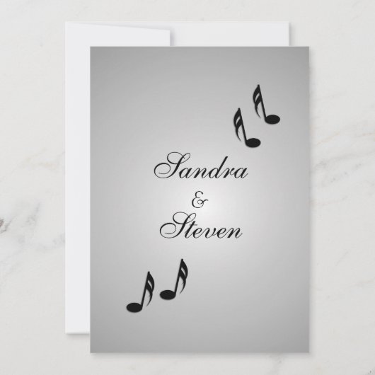 Silver Music Wedding Theme Uitnodiging (Achterkant)