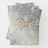 Silver, Musical+ Note, luxe, goud, koninklijk, ele Inpakpapier Vel (In situ)