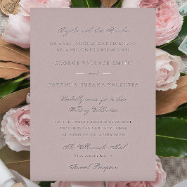 Silver Musk Pink Formal Elegant Wedding Folie Uitnodiging