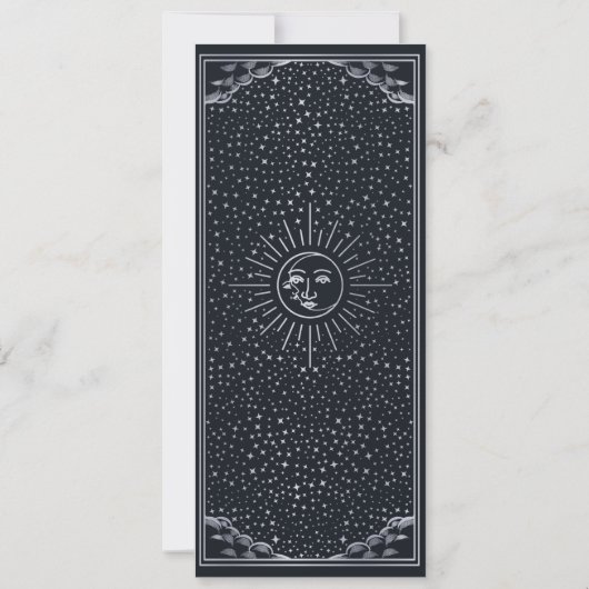 Silver Mystical Sun Moon Tarot Kaart Save the Date (Achterkant)