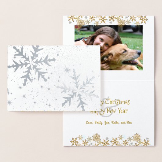 Silver n Gold Foil Folded Photo Kerstmis Kaart (Display)