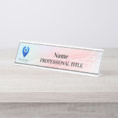  Silver Name Bord met Logo & Slogan Bureau Naambordje (Voorkant)