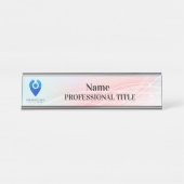  Silver Name Bord met Logo & Slogan Bureau Naambordje (Voorkant)