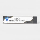  Silver Name Bord w / Logo & Slogan 4 Bureau Naambordje (Voorkant)