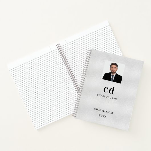 Silver name initialen fotobusiness notitieboek (Binnen)