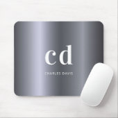 Silver Name monogram initails metallic Muismat (Met muis)