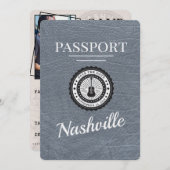 Silver Nashville Passport Bewaar de datum Save The Date (Voorkant / Achterkant)