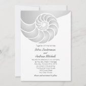 Silver Nautilus Shell Beach Wedding Kaart (Voorkant)