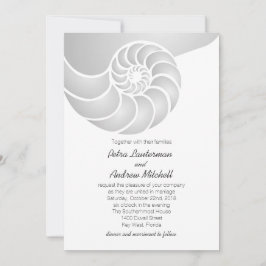 Silver Nautilus Shell Beach Wedding Kaart