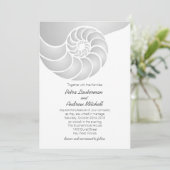 Silver Nautilus Shell Beach Wedding Kaart (Staand voorkant)