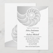 Silver Nautilus Shell Beach Wedding Kaart (Voorkant / Achterkant)